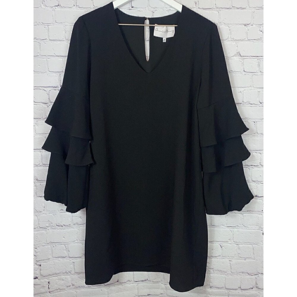 CHARLES HENRY Womens' Black Tiered Long Sleeve Dress Size Medium